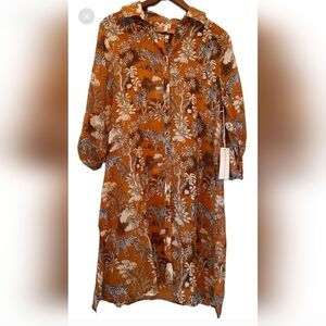 Live 4 Truth Floral Button-Up Dress in Orange and White